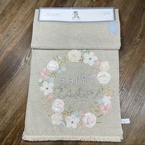 New Rachel Ashwell Easter Appliqué Beaded Embellished Table Runner 16” X 72”